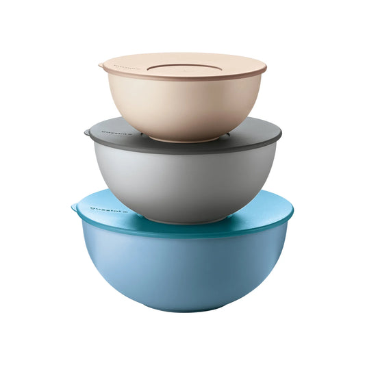 Blue serving bowls with lids (hire)