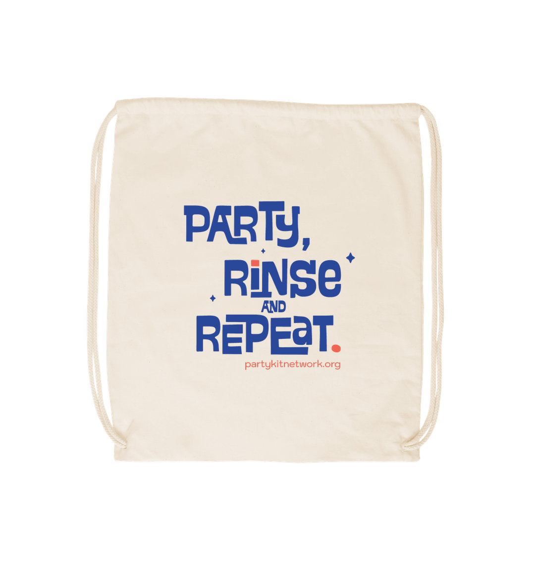 Natural Party, Rinse & Repeat Drawstring Bag